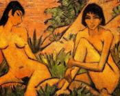 奥托 米勒 : Two Women Seated In The Dunes